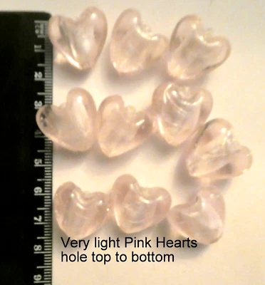 10 Light Pink Glass Silver Foil 20mm Heart Beads Craft Jewellery Making item - Image 1 of 2