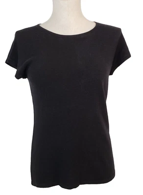 Camiseta Coldwater Creek Talla XS Textura Tejida Negra Vender Muestra Seda/Algodón Foto 1 de 4