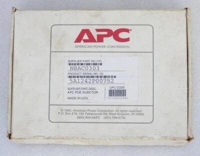 APC PoE INJECTOR MODEL NBAC0303 WITH WIDE RANGE AC-DC ADAPTER - Image 1 of 4