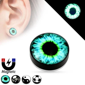 Magnet Fake Plug Ohrpiercing Auge Skull Yin Yang Fußball Glow in the Dark 1 Stk - Bild 1 von 5