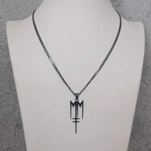 Marilyn Manson symbol black S.steel pendant with 22inch curb link necklace - Bild 1 von 4