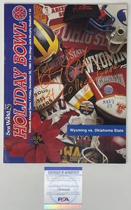 Barry Sanders Firmado 1988 Holiday Bowl Programa OSU Cowboys Lions Certificado de Autenticidad PSA/DNA - Imagen 1 de 6