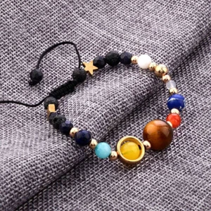 Stein Armband Neun Planeten Galaxiensystem Natürliche Sonne Universum Galaxy Stretch - Bild 1 von 9