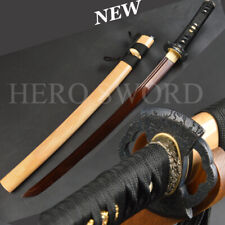 Red Damascus Folded Steel Wakizashi Hand Forged Sharp Japanese Samurai Sword
