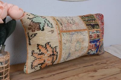 Pillow Covers, 12"x24" Beige Cushion, Kilim Pillow Cases, Kilim Pillow Covers - Image 1 of 4