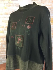 Maglione donna Erika verde floreale colletto velluto taglia small WV50 - Foto 1 di 12