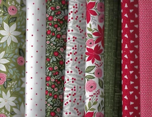 Moda Lella Boutique Christmas Berry & Pine Cotton Quilt Fabric 8 Fat Q's NEW!! - Picture 1 of 1