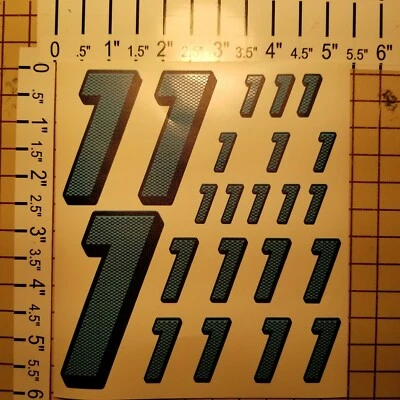 Carbon Fiber Cascade Blue #1's  Racing Numbers Vinyl Decal Sheet 1/10-1/12 slash - Image 1 of 4