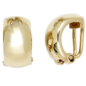 Clips D'Oreilles Boucles En 333 or Véritable Jaune Brillant, Femme - Picture 1 of 3