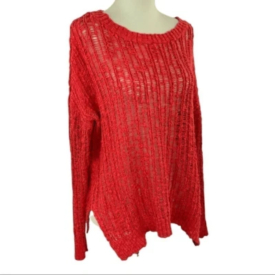 Volcom Size S Crochet Slit Sides Long Sleeve Relaxed Fit Pullover Sweater - Image 1 of 4