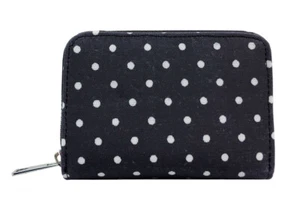 The Olive House® Womens Polka Dot Medium Matte Oilcloth Purse Black - Picture 1 of 4