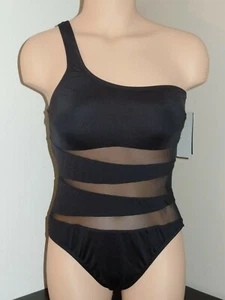 NWT Kenneth Cole New York Swimsuit 1pc One Piece Mesh Black Shoulder Size S - Picture 1 of 4