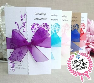 Wedding Invitations - Day Or Evening -  Personalised Gatefold -with Envelopes  - Picture 1 of 30