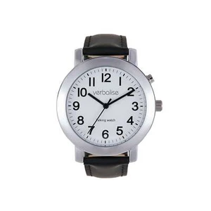 Verbalise Mens Talking Calendar Alarm Watch with Black Leather Strap - Picture 1 of 2