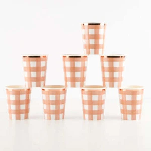HALLOWEEN Burnt Orange Gingham Party Cups  (8 Pack) - Picture 1 of 3