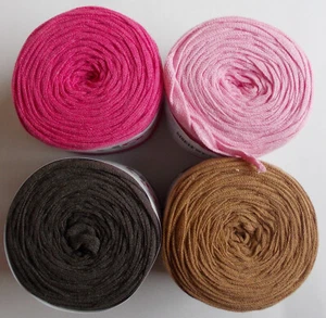 4 x Hoooked Ribbon XL Textilgarn, pink+rosa+hellbraun+dunkelbraun, 60m / Rolle - Bild 1 von 3