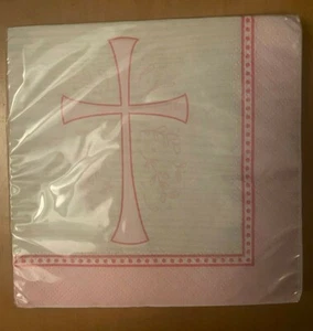 Divinity Pink Pattern Communion/Baptism/Confirmation Beverage Napkins 16 -2Ply - Picture 1 of 2