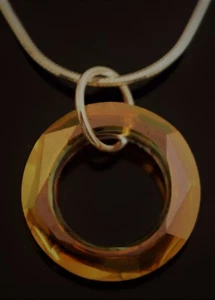 Pendant, Necklace Made w/ 20mm Swarovski Crystal Element. Copper Colored. Silver - Picture 1 of 2