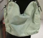 Ted Benson Large L Green Leather Satchel With Silver Tone Hardware