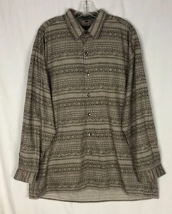 Axis Men's Long Sleeve Shirt Graphic Design Brown Size L Cotton Rayon Blend - Picture 1 of 6