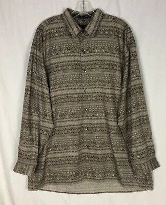 Axis 男式长袖衬衫平面设计棕色 L 码棉人造丝混纺 — 第 1/4 张图片