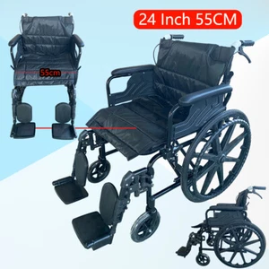Wheelchairs Manual Foldable Mobility Leg Rest Supports Stainless Steel Nylon 24" - Picture 1 of 14