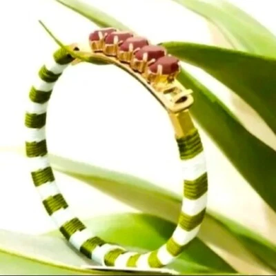 Brazalete con bisagra de cristal J.Crew azul verde envolvente dorado nuevo sin etiquetas 35 Foto 1 de 4