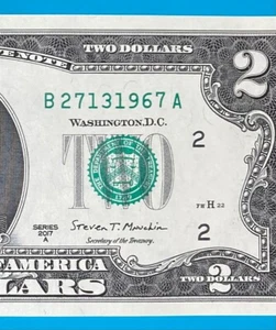 B 2713 1967 A : TRAILING YEAR 1967 $2 Two Dollar Bill Serial Number Uncirculated - Picture 1 of 3