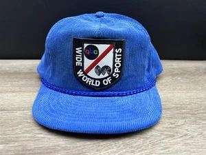 Vintage ABC Wide World Of Sports Blue Corduroy Snapback Hat Cap NWOT - Picture 1 of 14