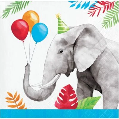 CREATIVE CONVERTING Party Jungle Animals Beverage Napkins Paper 16 Per Pack 5" x 5" Tableware