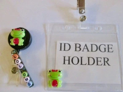 ID Badge Retract Reel,Card Holder,Frog, Medical,,Pediatric, Nurse,ER,ICU,NICU  Foto 1 de 3