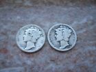 Mercury Dimes 1925 & 1927 Lot Of 2 - No Mint Marks