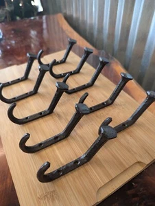 10 Railroad Spike Hooks Cast Iron Wall Mount Hat Hook Towel coat rack Bath - Picture 1 of 6