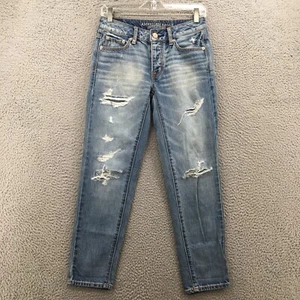 American Eagle Outfitters Boy Crop Jeans Womens 00R (actual 28x27) Blue Denim - Picture 1 of 20