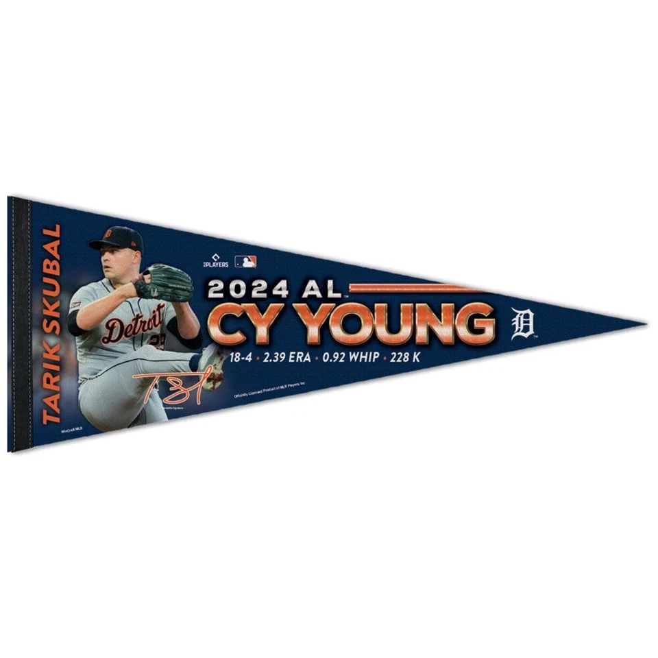 TARIK SKUBAL #29 2024 AL CY YOUNG DETROIT TIGERS PENNANT 12"x30" WINCRAFT 🐯 - Image 1 of 1
