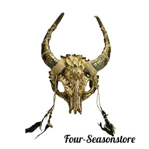 GOAT RAM SKULL MASK WENDIGO PAGAN DEER ANIMAL MASQUERADE HEADPIECE Gold - Picture 1 of 2