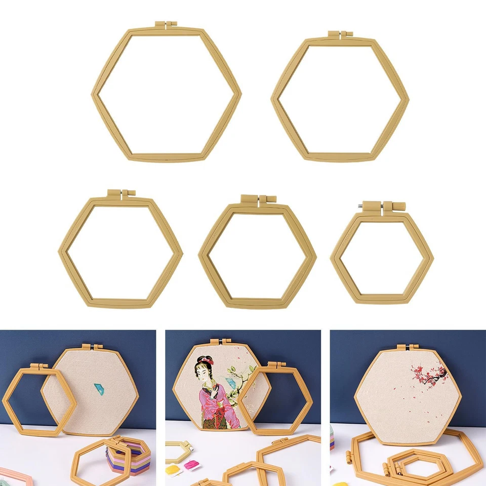 Hexagon Shaped Embroidery Hoop Embroidery Display Frame Needlework Plastic - Image 1 of 1