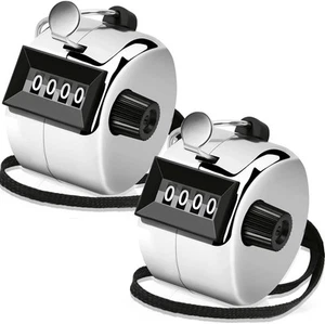 2 Pack Clicker Counter, Metal Hand Tally Counter Clicker, 4 Digit silver - Picture 1 of 7