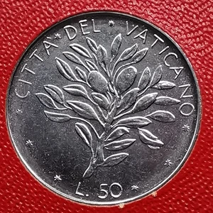 50 LIRES 1974 PAPE PAUL VI VATICAN 750000 Ex. / UNC ISSUE DU COFFRET - Picture 1 of 2