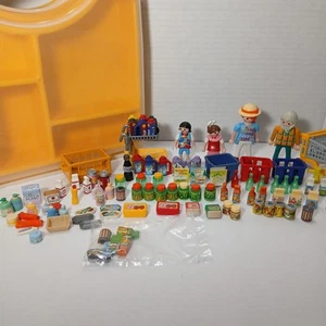 Playmobil Grocery Lot - Crates Baskets Shopping Carts - Carrying Case & Figures - Foto 1 di 8