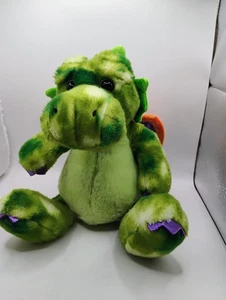 Juguete de peluche de 9" dragón verde aurora con alas naranjas y moradas - Imagen 1 de 6