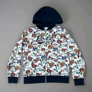Raro Polo Ralph Lauren College Patch Mascota Sudadera con Capucha Cremallera Completa Juvenil 14 16 - Imagen 1 de 9
