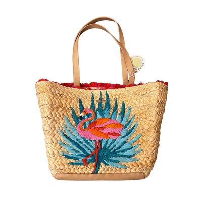 Bolso de Mano Spartina 449 Moreland Bordado Paja - Bolso de Paja Flamenco - Nuevo con Etiquetas Foto 1 de 4