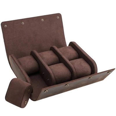 6 Slots Watch Roll Storage Box Genuine Leather Jewelry Display Travel Case NEW - Image 1 of 4