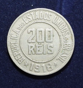 Moneta 200 riso rame-nichel Brasile 1918 KM# 519 - Foto 1 di 4