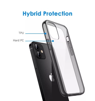 Funda JETech para iPhone 12/12 Pro 6,1 pulgadas, no amarillenta a prueba de golpes/NEGRO CLARO Foto 1 de 4