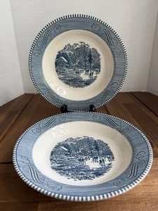 Currier And Ives Early Winter 8 1/2” Soup/salad Bowls By Royal USA Pair - Picture 1 of 2