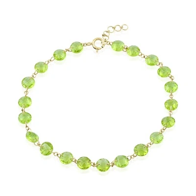14K Gold Bracelet, Genuine Drilled Round Peridot Bracelet,  August Birthstone - Image 1 of 4