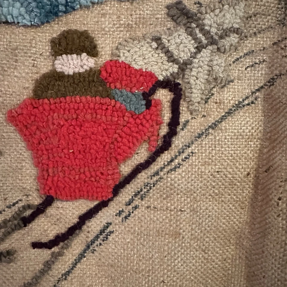 Vintage Cottagecore Crewel, Wall Decor, Hooked Rug, Needlework Unfinished 40”x30 - Image 1 of 4