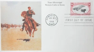 Mystic 3209 Trans-Missississippi Western Cattle in Storm One Dollar Stamp  - Bild 1 von 2